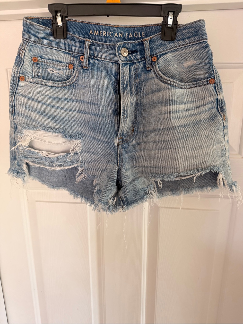 American Eagle Outfitters Faded Light Blue Ripped Denim Shorts